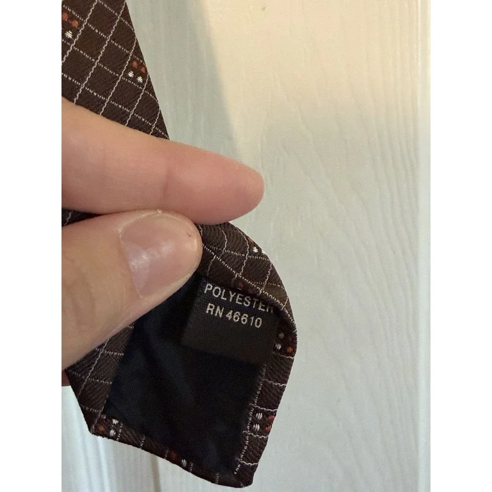 BRITT Men's Polyester Neck Tie, Brown with a check design, Brown Rust Neck Tie